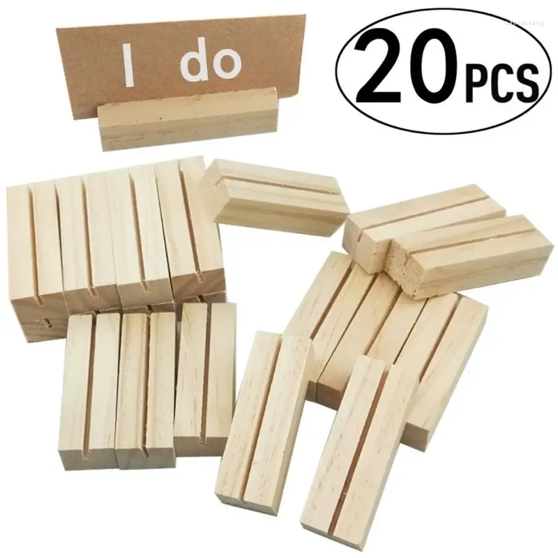 Party Decoration 20st Natural Wood Name Memo Clips Po Holder Clamp Busikkort Stand Desktop Message Organizer Wholesale