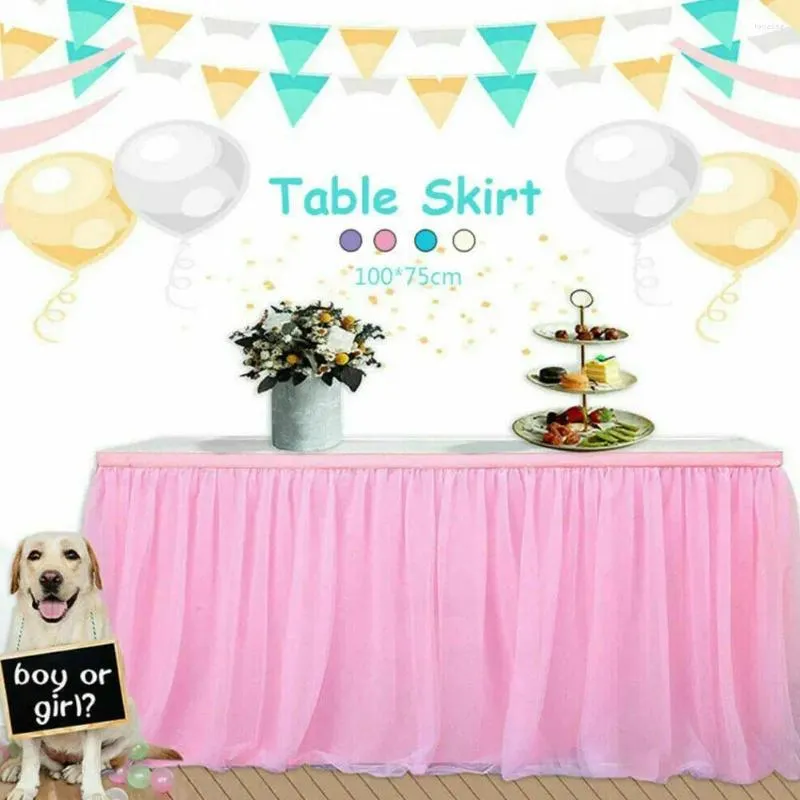 Table Skirt Wedding Decor Mesh Party Home Skirting Tutu Tulle