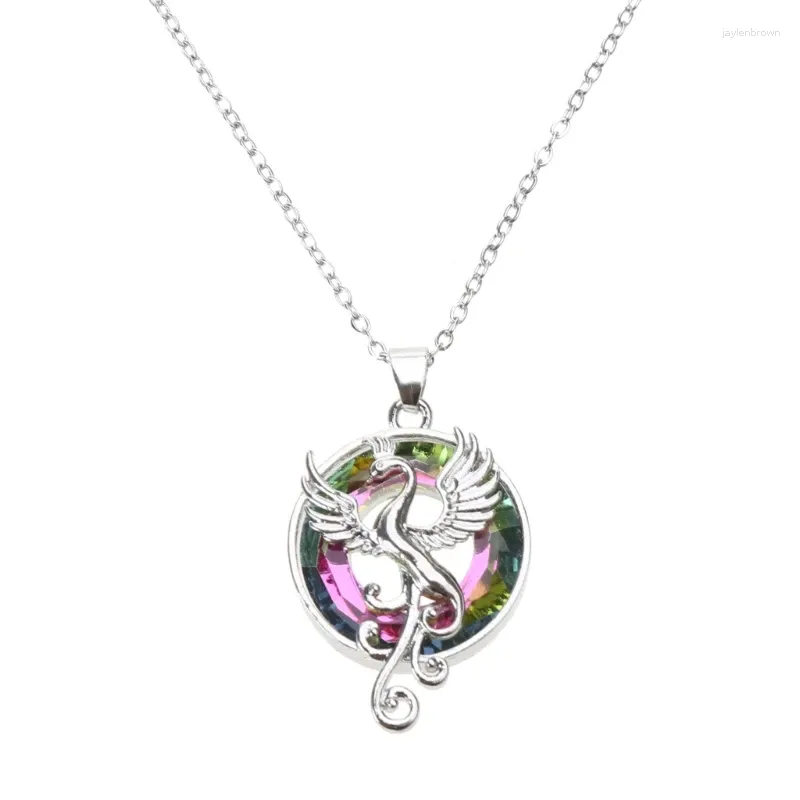 Pendant Necklaces Dainty Colorful Bird For Women Crystal Mythological