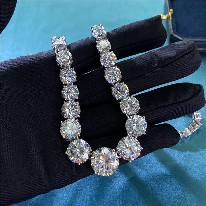 Modaya uygun elmas kolye% 100 gerçek 925 Sterlling Gümüş Nişan düğün zinciri kolye kadınlar için gelin moissanit mücevher hediyesi279g