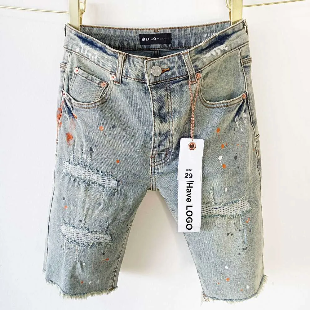 Designer roxo Pant acumulado Bordado de bicicleta de bicicleta rasgado para o tamanho da tendência jeans homens lágrimas europeias jeans calças