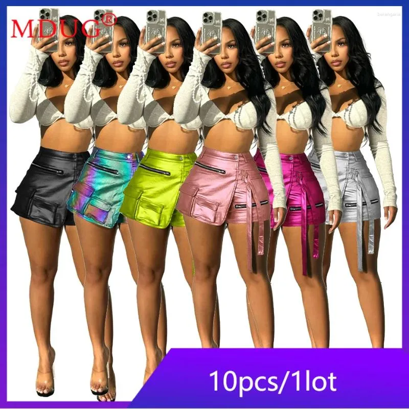 Women's Shorts 10pcs Bulk Items Wholesale Lots Y2k For Women 2024 Summer High Strecth Irregular Cargo A-line Pocket Short Pants M13313