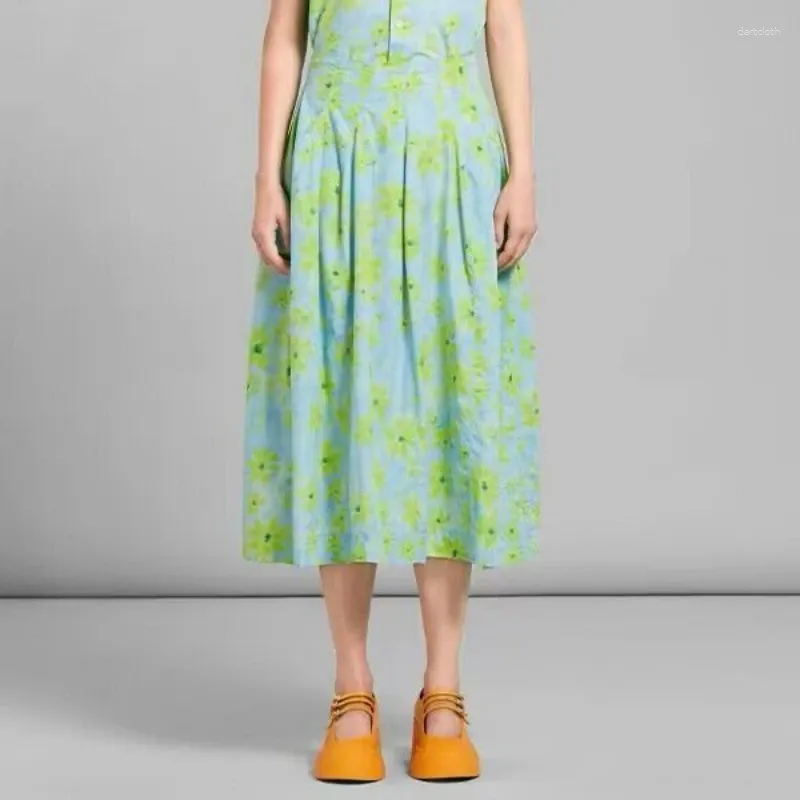 Jupes 2024 printemps et été imprimé floral femmes jupe midi