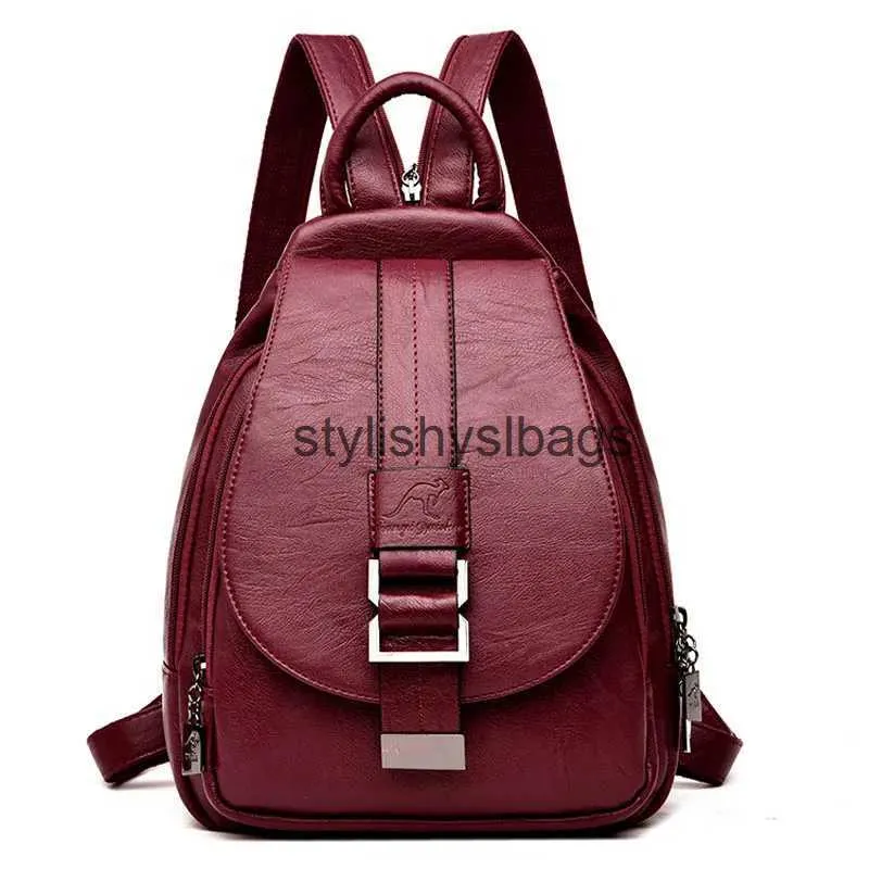 Borse a tracolla stile zaino Zaini in pelle da donna 3 in 1 Borsa da donna vintage Sac a Dos Borsa da viaggio da donna Mochilas Scuola per ragazze Preppy H240328