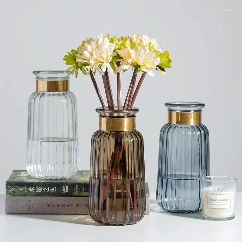 Vasen Nordic Licht Luxus Glas Vase Dekoration Wohnzimmer Hause Esstisch Getrocknete Blume