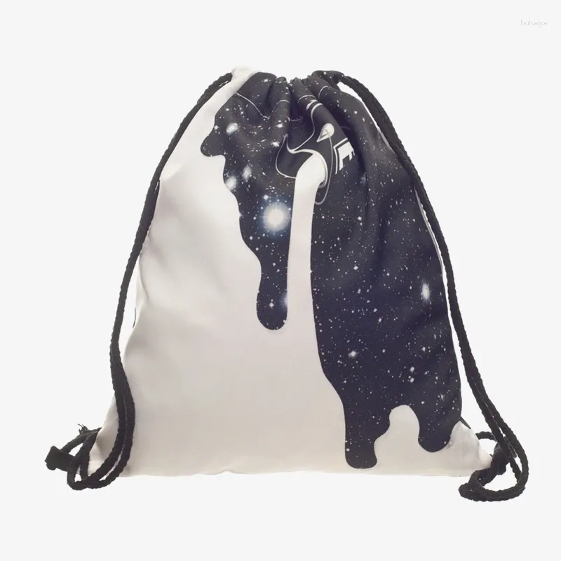 Borsa con coulisse stampata in 3D della Via Lattea Casual Softback Mochila Cuerda Harajuku Zaino Donna Uomo Modis String Girl