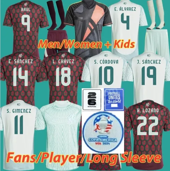 México 2024 Copa América RAUL CHICHARITO Camisetas de fútbol 2024 LOZANO DOS SANTOS 24 25 H.LOZANO Hombres Niños Camisetas de fútbol Uniformes Fans Versión del jugador