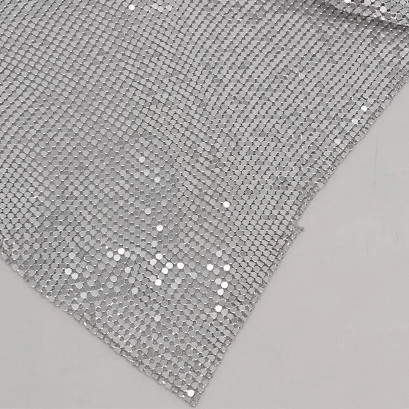 Tecido 3mm brilhante cor prata metal malha tecido cota de malha jóias fazendo tecido metálico diy costura vestido bolsa sapatos 45*150cm