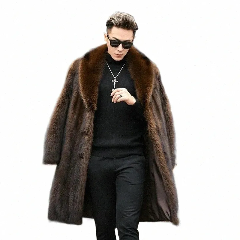 cappotto di pelliccia lg da uomo invernale m cappotto di visone giacca grossa grassa giacca a vento casual allentata H80X #