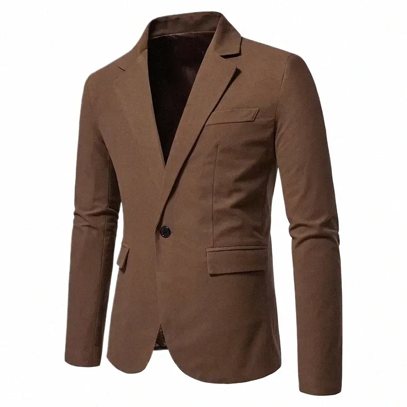 Herren Dunkelgrüner Frühlingsblazer 2023 Brandneuer One Butt Causal Slim Fit Blazer Jacke Fi Party Leichter Sportmantel Männlich K6Dy #