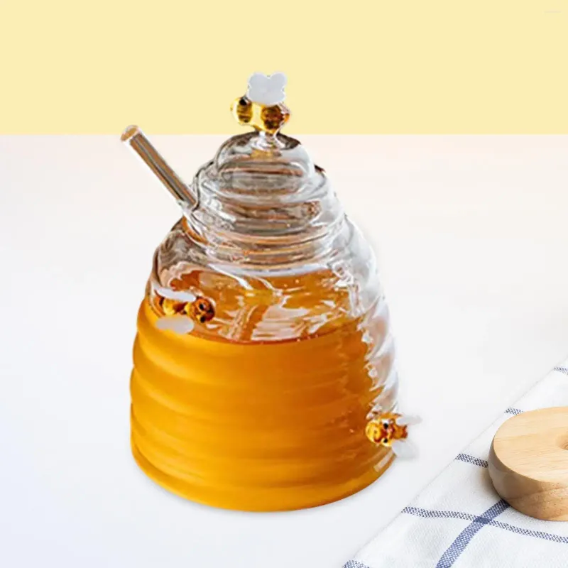 Storage Bottles Honey Pot With Stirring Rod And Lid Kitchen Gadgets Jar Bottle