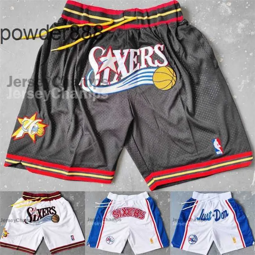 Shorts bordados de secagem rápida masculina Just Don 76ers da High Street Iverson mesmo estilo basquete fitness esportes americano casual capris