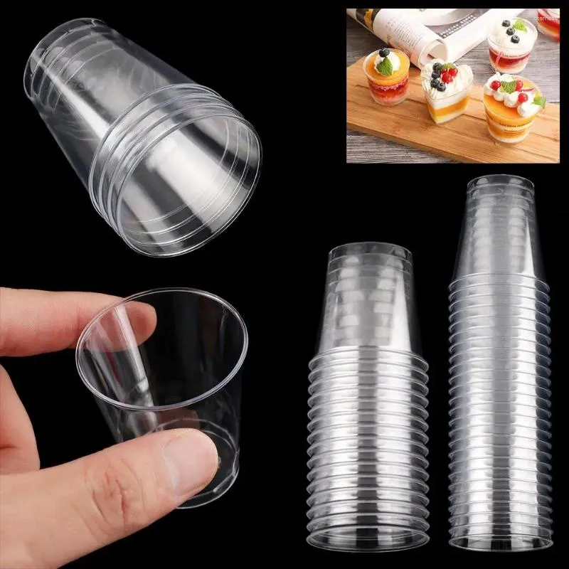 Disposable Cups Straws 30/50X Kitchen Mould Decorating Tools Reusable Muffin Cup Dessert Round Plastic Transparent Cupcake