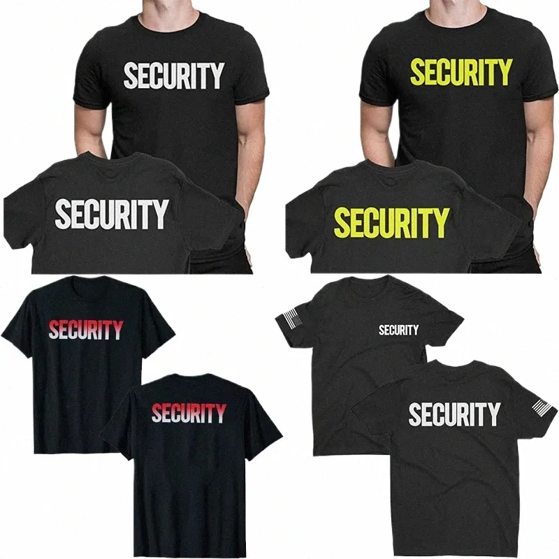 Security T-Shirt Frt Back Print Herren T-Shirt Personal Event Uniform Männliche Arbeitskleidung Overall Kurzarmblusen Grafik T-Shirt Top T53P #