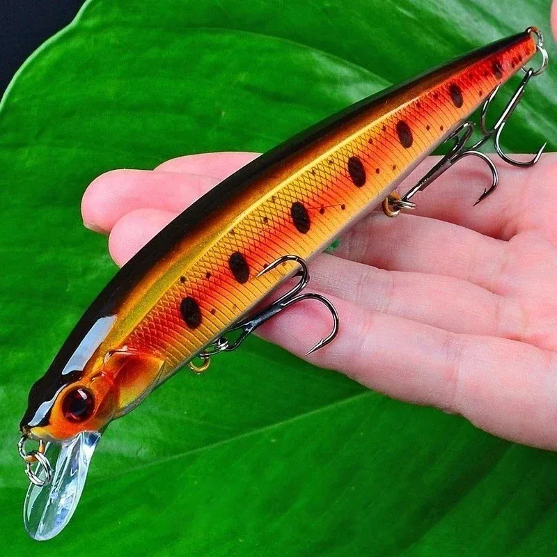 1 pçs biônico minnow isca de pesca baixo trolling isca dura artificial 14cm 185g crankbait wobblers 3d olhos para pesca da carpa 240327