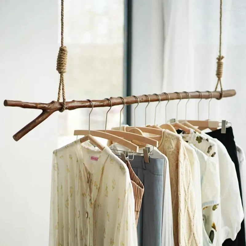 Hangers Custom Vintage Color Twig Hanger Garment Store Clothes Rail Display Rack Fork Strap Skin Peel Natural Coat Hook