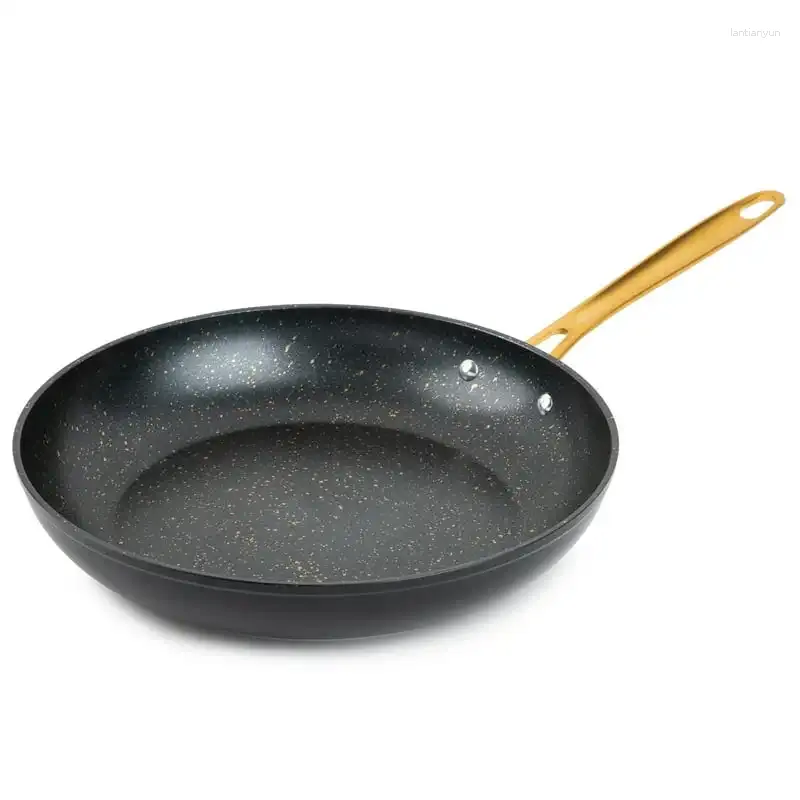 Flatvaruuppsättningar 12 "Gold Fry Pan med induktion av rostfritt stål