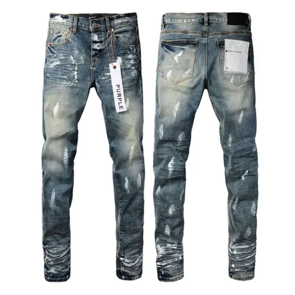 Jeans roxo novo de alta qualidade dos homens jeans designer moda angustiado rasgado denim carga para homens alta rua moda jeans 124