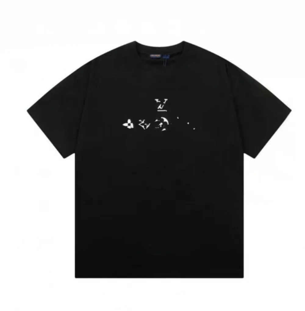 2024 T-shirt pour hommes et femmes Nouveau décontracté 100% coton anti-rides classique motif lettre étoile couple chemise à manches courtes noir et blanc taille asiatique S-4XL