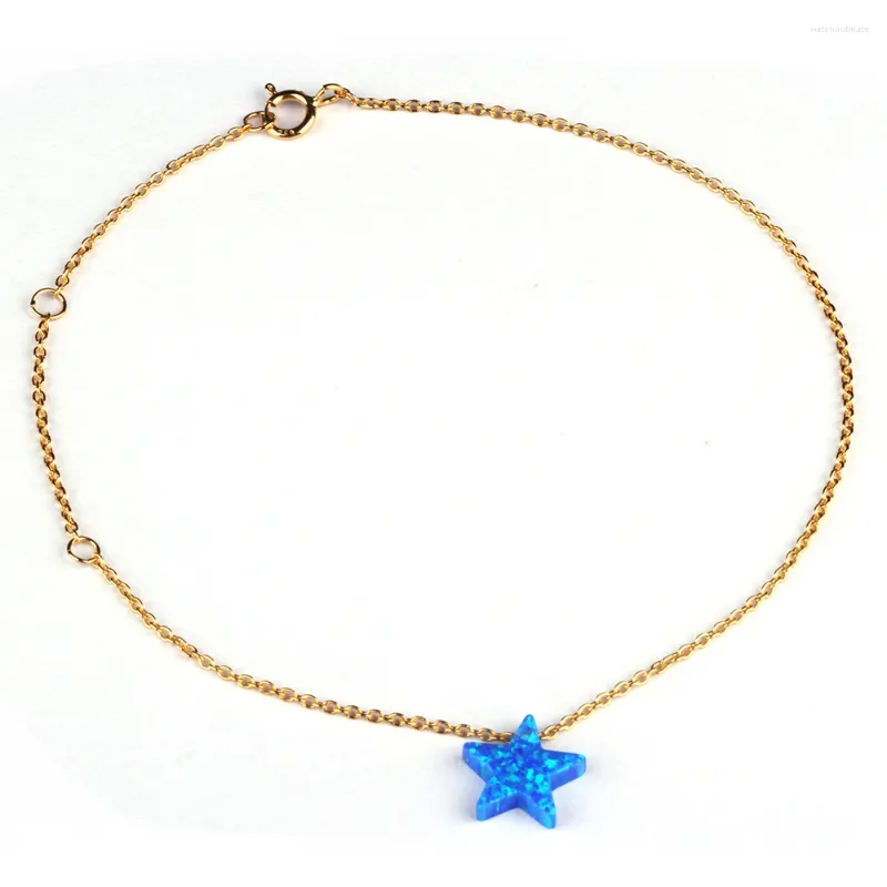 Link Bracelets Blue White Pink Star Bracelet 925 Sterling Silver Chain Synthetic Opal Jewelry For Unisex