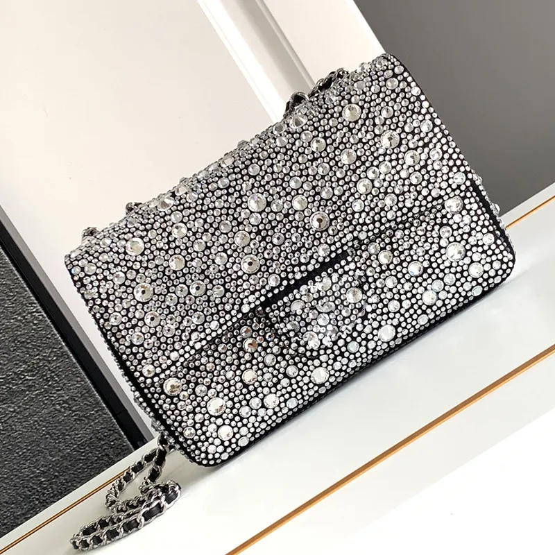 Дизайнерская сумка с бриллиантовой цепочкой, кожаная сумка через плечо, женская сумка через плечо класса люкс, летние сумки высокого качества для вечеринки с коробкой