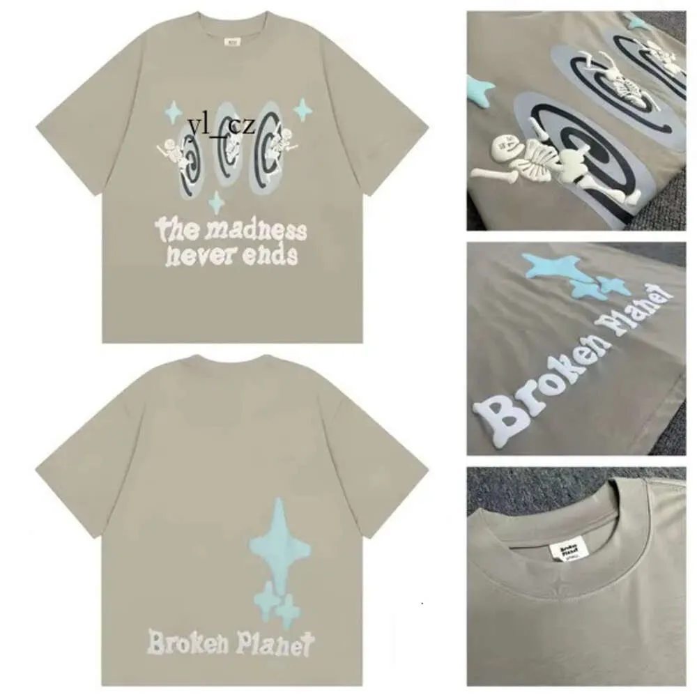 Break Planet T-shirt 1: 1 Bonne qualité Designer T-shirt Mousse Lettre Imprimer High Street Tendance Lâche Casual Polyvalent À La Mode Broken Planet Chemises 9705