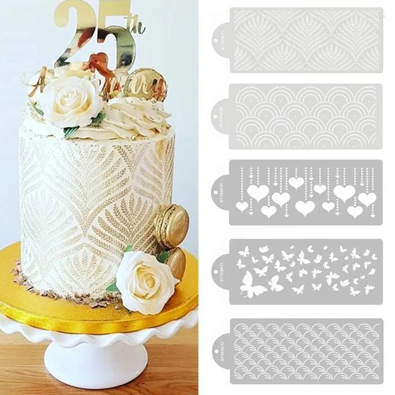 Stampi da forno Torta Mesh Stampi per fiori cavi Stampo riutilizzabile Decorazione Bordo Verniciatura a spruzzo Modello Stencil Strumento da disegno