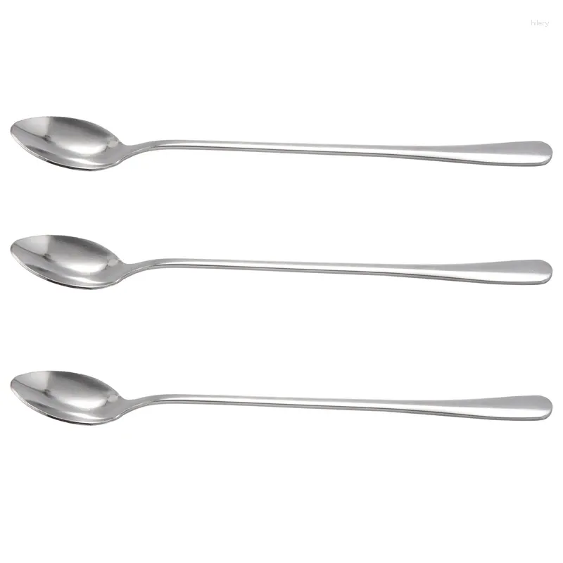 Coffee Scoops 3Pc Long Handle Stainless Steel Tea Spoon Cocktail Ice Cream Spoons Cutlery Pointed Head