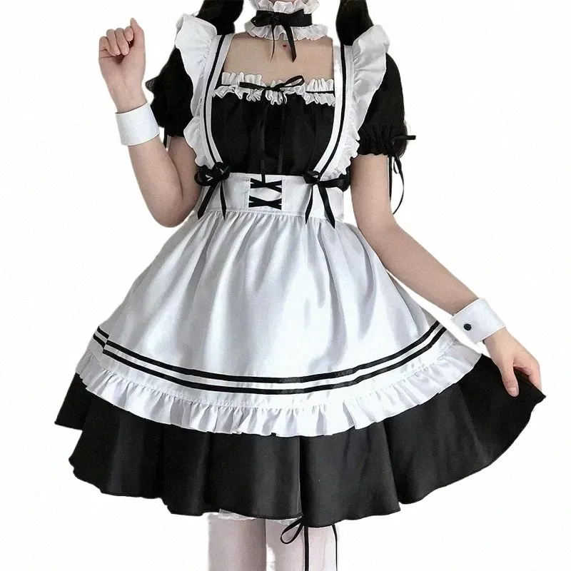 2023 Negro lindo lolita trajes de mucama niñas mujeres encantadora mucama cosplay disfraz animati show traje japonés dr ropa 53bm #