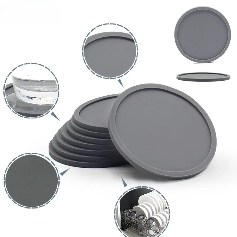 2024 Silikon icke-slip dricker och dalbana set Holder Cup Mat Pad Table Placemats Nonslip Coffee Kitchen Accessories