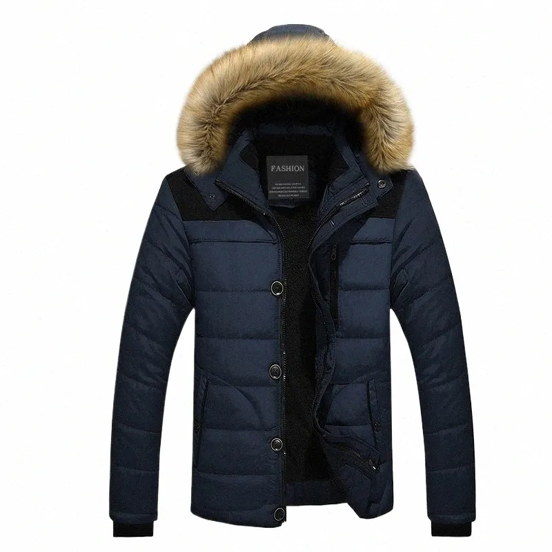 2023 Fur Collar Hooded Men Winter Jacket Outerwear Thick Thermal Men Warm Wool Liner Coat Men Coat Snow Parka Down Jacket M-6XL z58G#