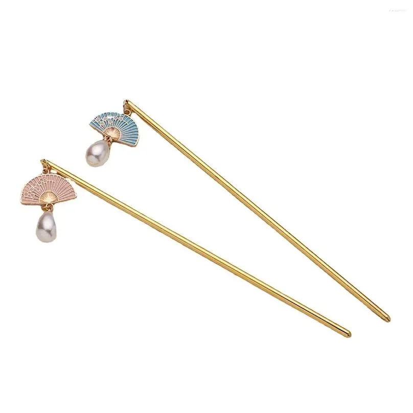 Hårklämmor Barrettes kvinna Hanfu matchande hårnål Vintage Style Fan Pendant Alloy Chopstick för parning med kläder släppleverans Jew Otcud