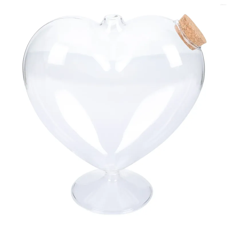 Vaser som önskar flaska Desktop Heart Jar formade containrar Bröllopsdekorationer Högbaserad födelsedag för tjejburkar