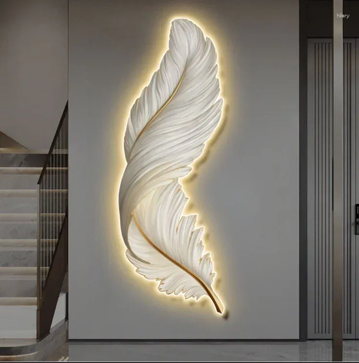 Dekorativa plattor stor väggmetallkonst heminredning med LED -ljus lyx för matsalande
