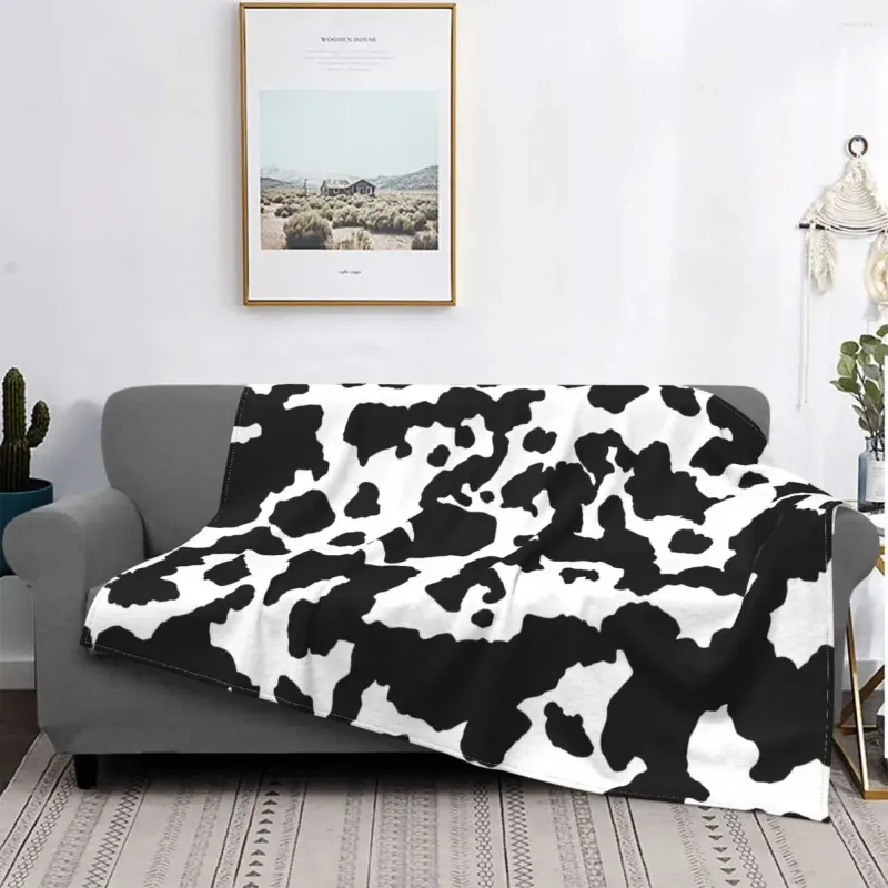 Couvertures Texture peau de vache taches imprimé animal flanelle jeter couverture tacheté chien amoureux pour la maison voyage couvre-lit doux