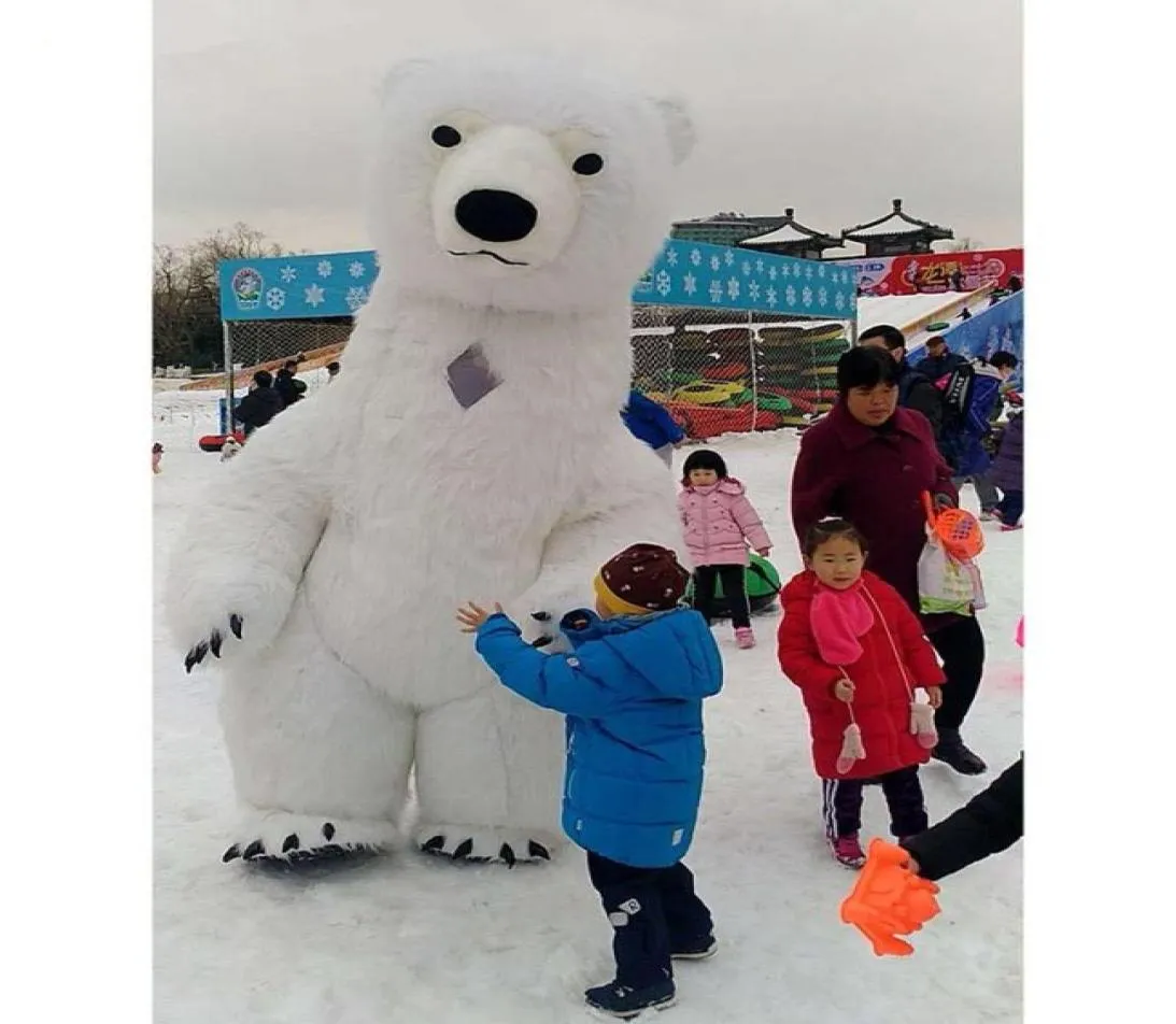 Mascote boneca traje inflável urso polar mascote traje animal adulto jogo de festa roupas roupas publicidade carnaval hallo6329010