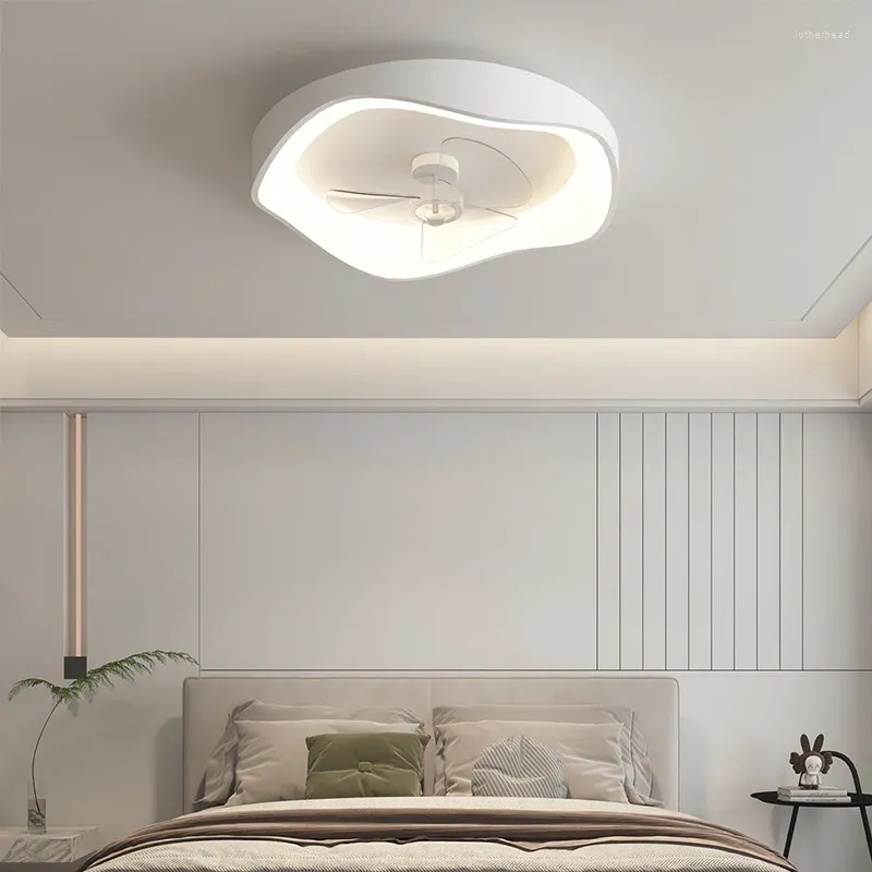 Led Ceiling Fans Chandelier Bedroom Living Room Nordic Macaron Invisible Fan Light Remote Control