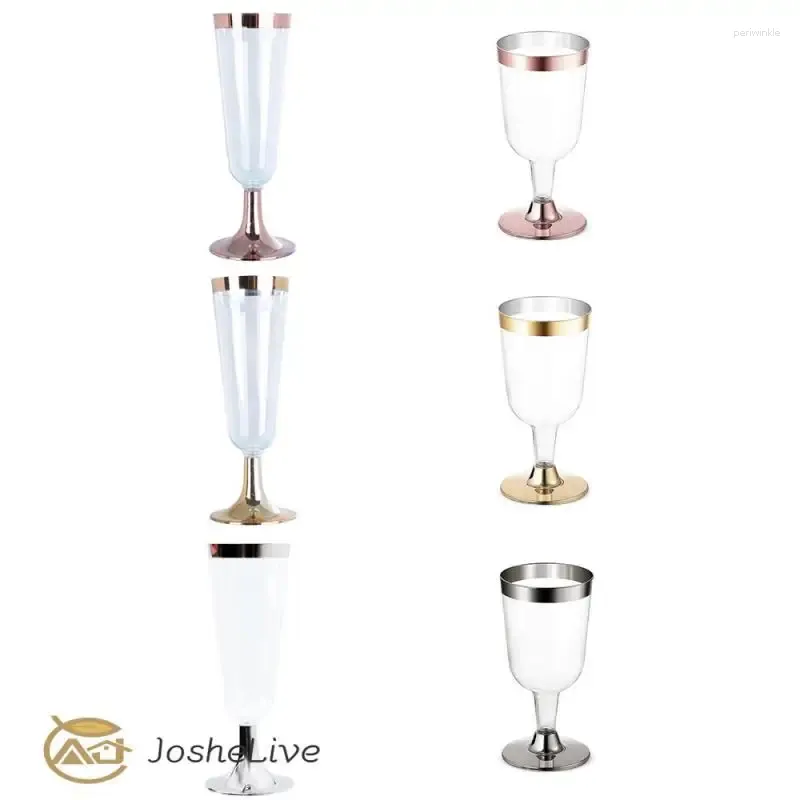 Vasos desechables, pajitas, suministros para fiestas de bodas, Material plástico duradero, copas de champán, copa de cóctel de cristal de 150ml