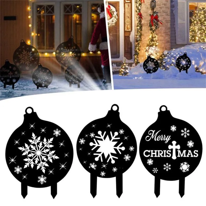 Tuindecoratie Kerstmis Metalen Silhouet Ballen Tuinbord Stapel Feest Buiten