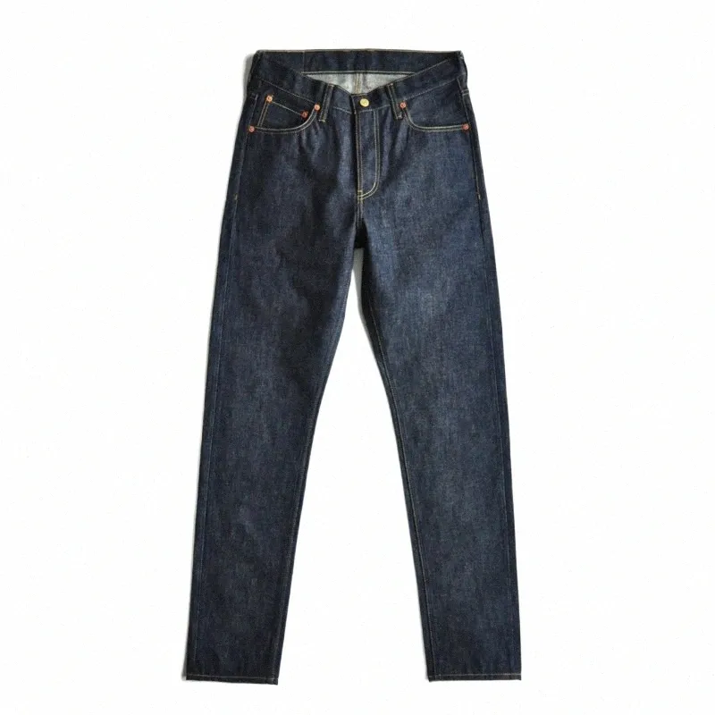 Saucezhan 310XX-RAW Herrenjeans Unsanforized Seedge Raw Denim Jeans für Männer Butt Fly Slim Fit 14,5 Oz P5SL#