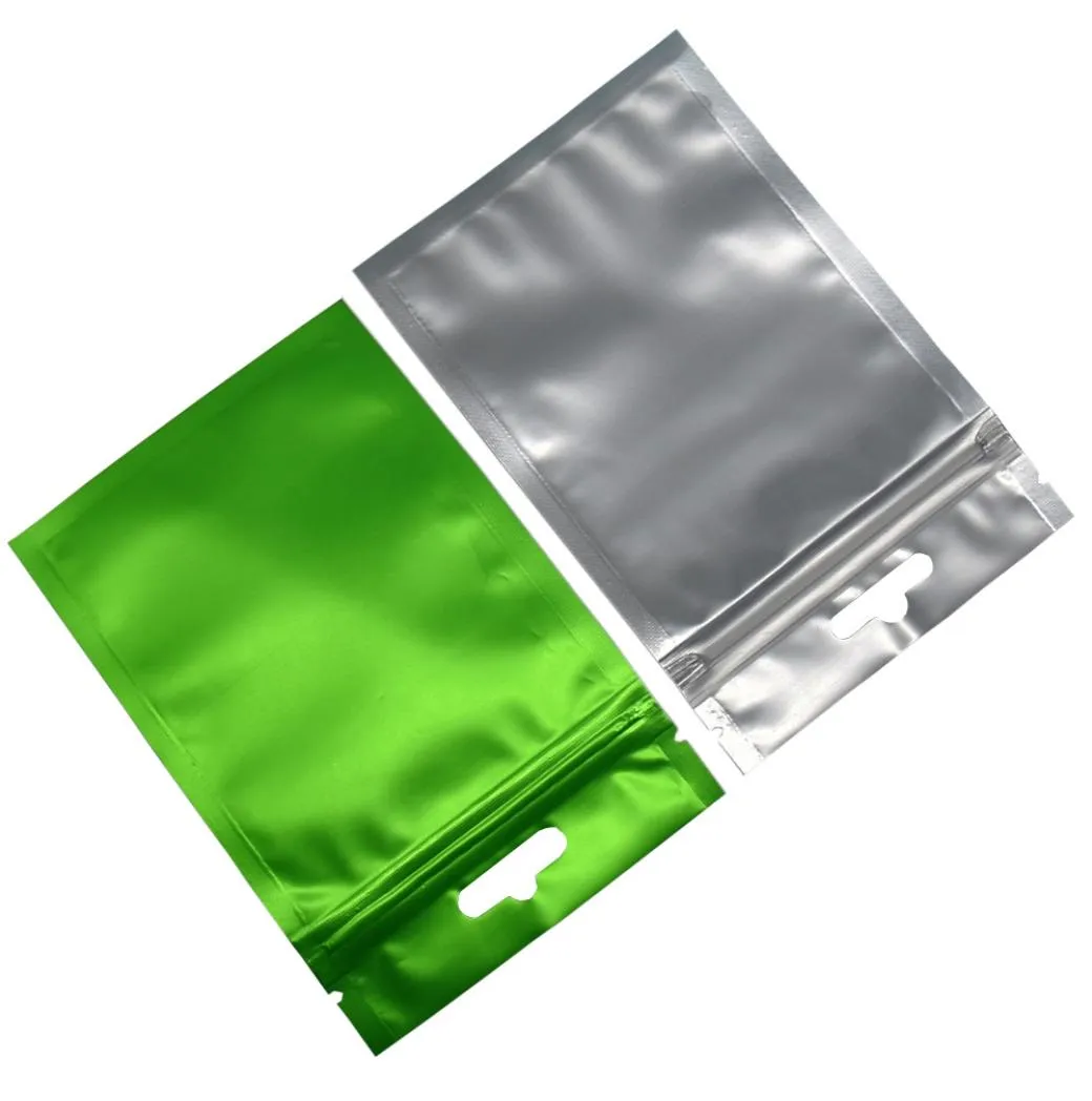 Matte Green Zip Lock Bags 100pcslot Transparente Frente Resealable Mylar Bolsa de Plástico para Acessórios Eletrônicos Pacote Saco com Pendure 6003277