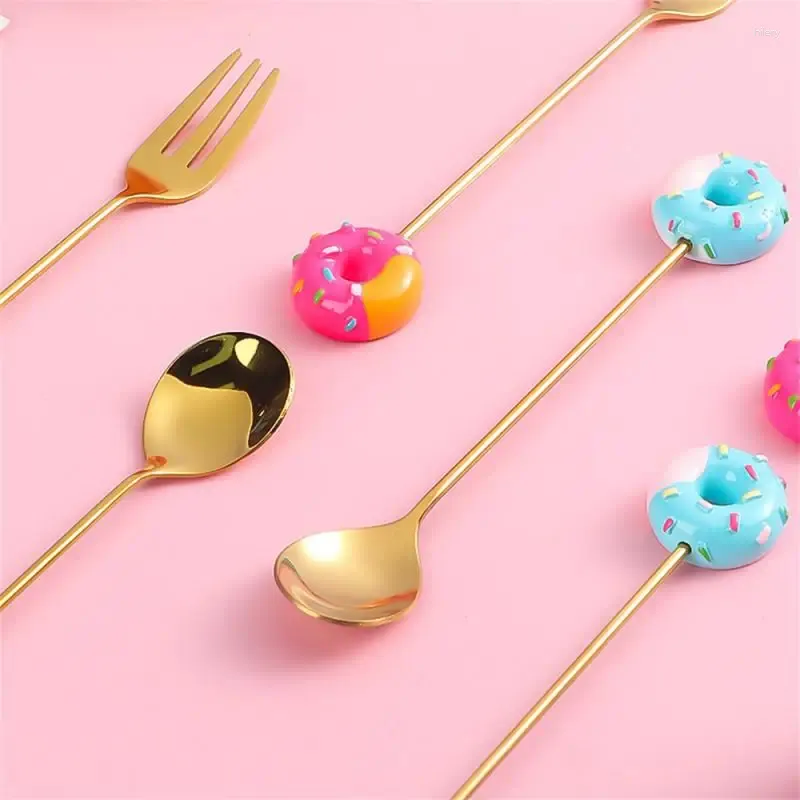 Spoons Stainless Steel Spoon Fork Cute And Elegant Functional Practical Creative Design Round Smooth Mixing Candy Scoop