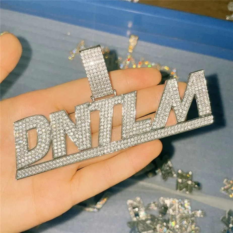 Новая мода DIY ожерелье с индивидуальным именем позолоченное Bling Iced Out CZ камень письмо кулон ожерелье с 3 мм 34-дюймовой веревочной цепью для Me2854