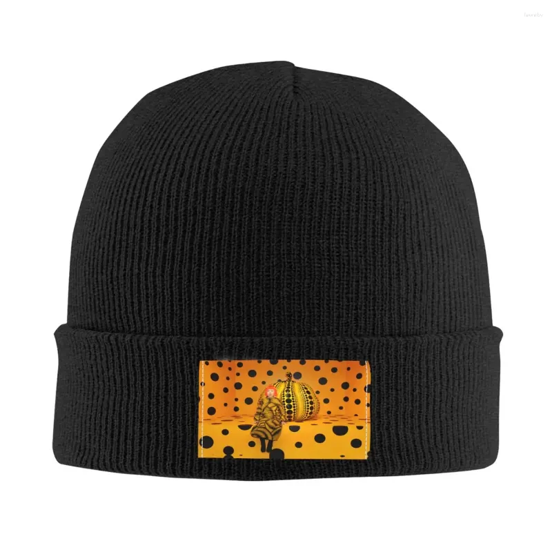 Beralar Yayoi Kusama Pumkin Kafataları Beanies Caps Erkek Kadın Unisex Açık Kış Sıcak Örgü Şapkası Yetişkin Özet Sanat Bonnet Şapkaları