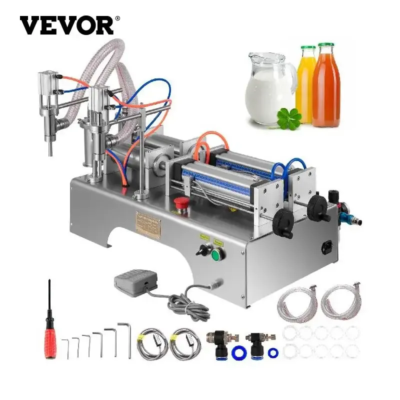 Färgare vevor 50500 ml pneumatisk vätskefyllningsmaskin med dubbel munstycke piezometer kommersiell automatisk flaskfyllmedel till oljekosmetik