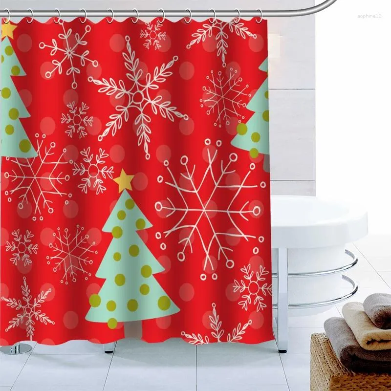 Cortinas de ducha Patrones de copo de nieve de Navidad Cortina Regalo infantil Baño impermeable Poliéster Fabricación Decoración del baño