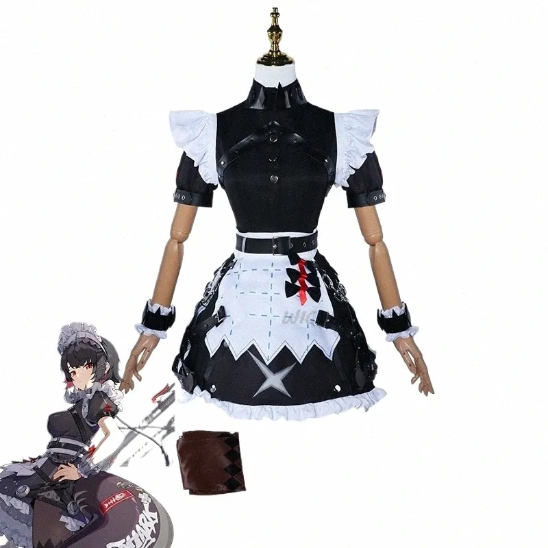 Game Zenl Ze Zero Cos Ellen Joe Cosplay Anime Costume Women Maid Dr Wig Set Uniform Haln Party Play Rollkläder G412#