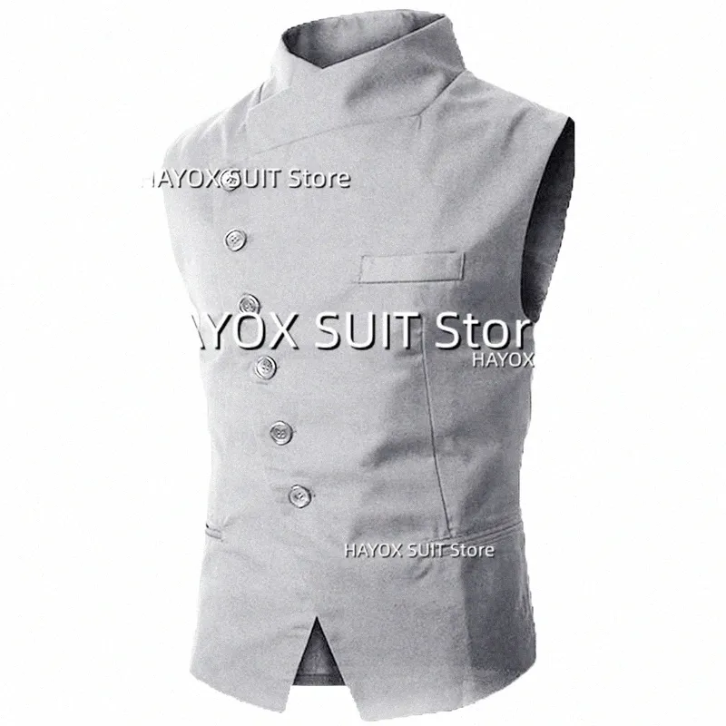 2022 Costume pour hommes Gilet col montant simple boutonnage hommes Chalecos Slim Fit pour les vestes à manches de mariage z2VJ #