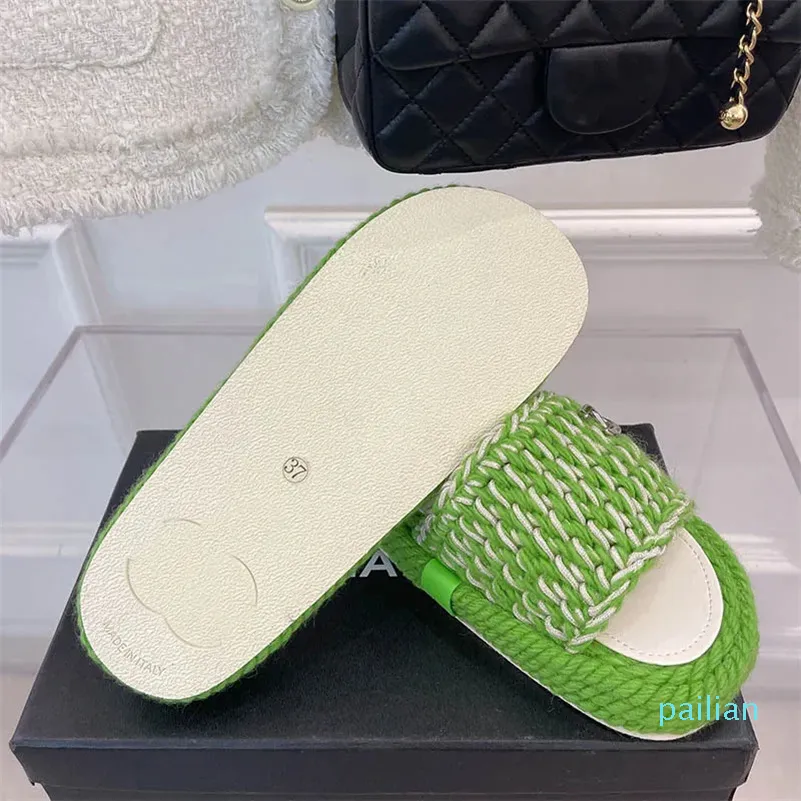 Pantoufles tissées à la main pour femmes, Mules paresseuses tressées, nouvelles sandales de styliste à plateforme de 3cm, boucle en cristal, chaussures de plage d'extérieur pour printemps et été