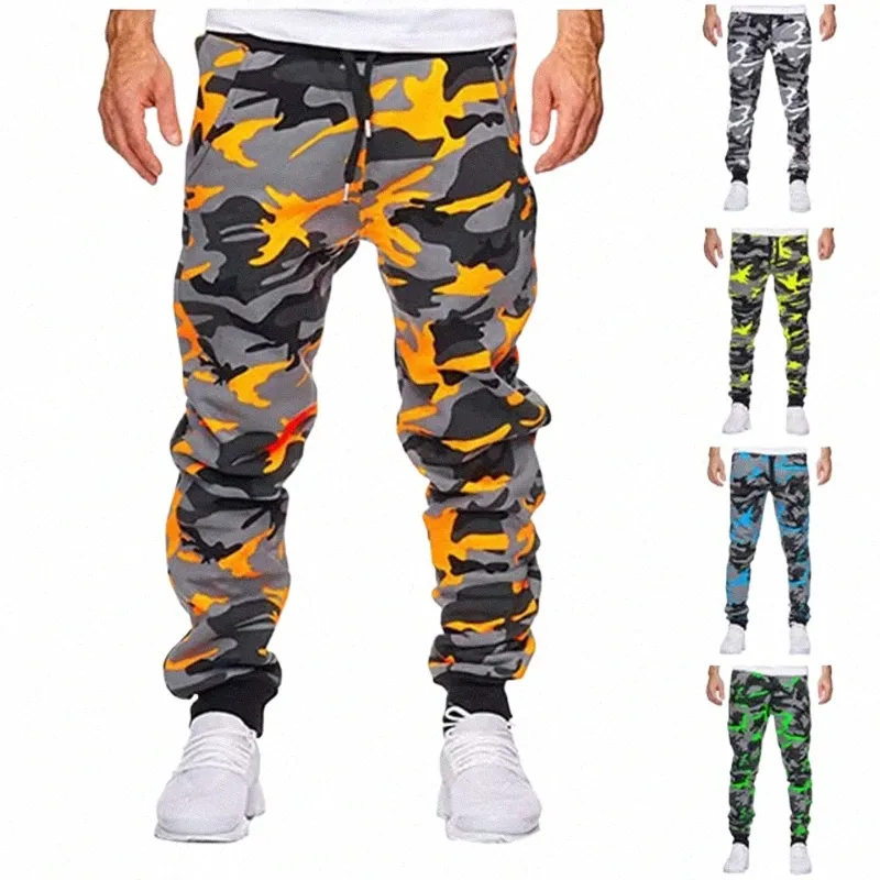 Pantalones de hombre Casual Jogger Camoue Tobillo con banda Mediados de cintura Hombre Fi Cargo Pantalones casuales Cool Sports Streetwear Otoño h6B4 #